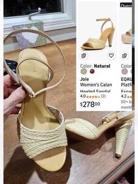 Joie Natural Braided Ankle-Strap Heels